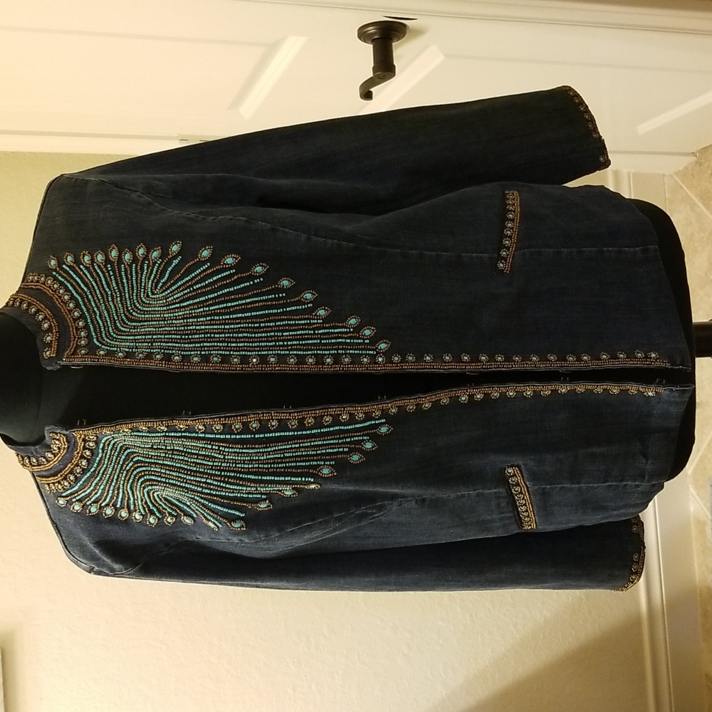 Chico's Beaded Demin Jacket